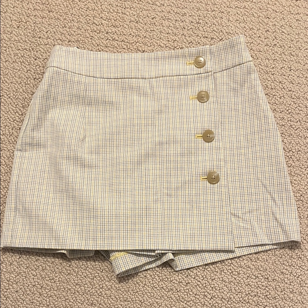 Sunday Best Plaid Beige Checkered Mini Skirt Skort Short 00